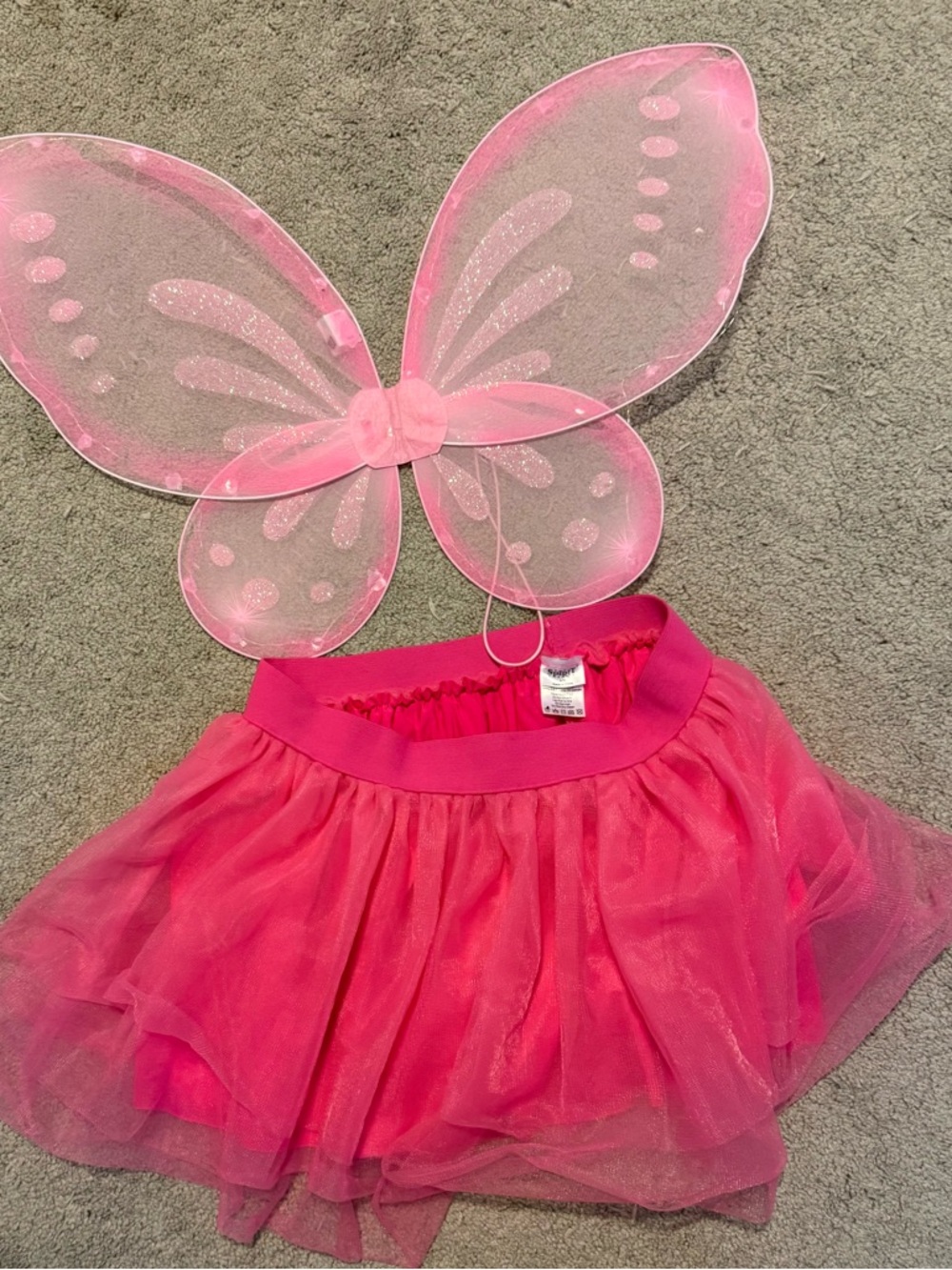 Spirit Bright Pink Girls Tulle Skirt with Matching Wings